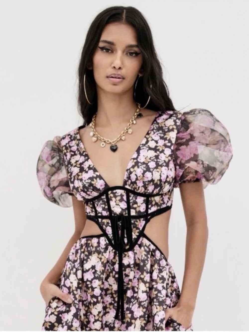 NWT For Love & Lemons Madison Flower Print Midi Dress